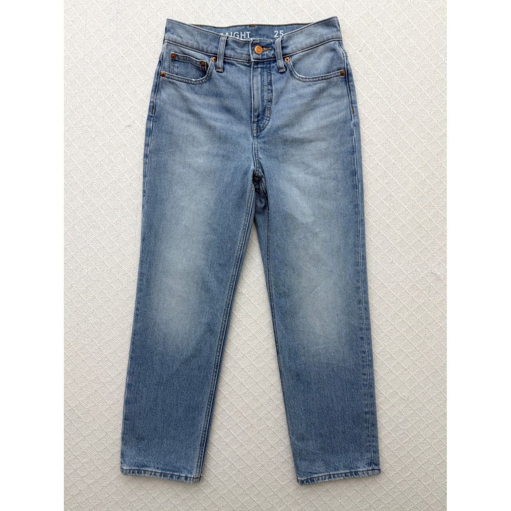 J.Crew Classic Straight‎ Leg Jeans Medium Wash Blue Candiani Denim Womens 25